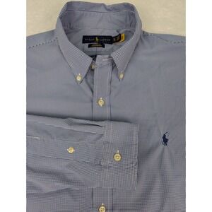 Polo Ralph Lauren Shirt Men's XL Performance Blue/White Check Long Sleeve